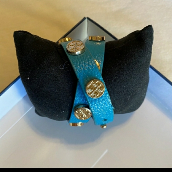 New Tory Burch Electric Blue Leather Wrap - Picture 2 of 10